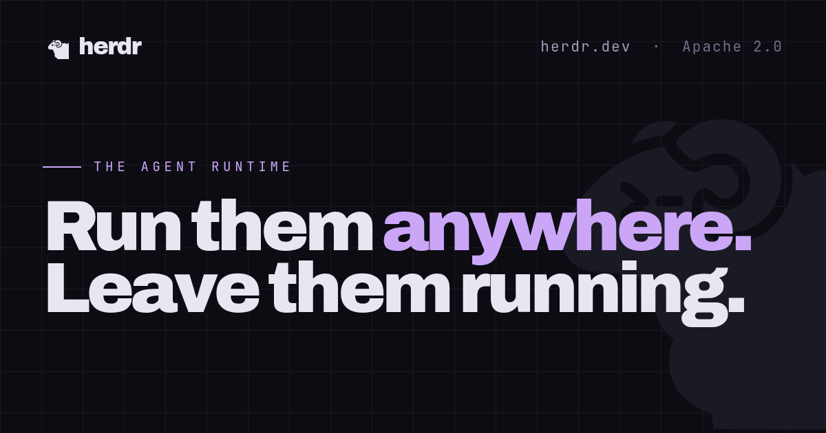 Herdr's official hero image showing its agent runtime
